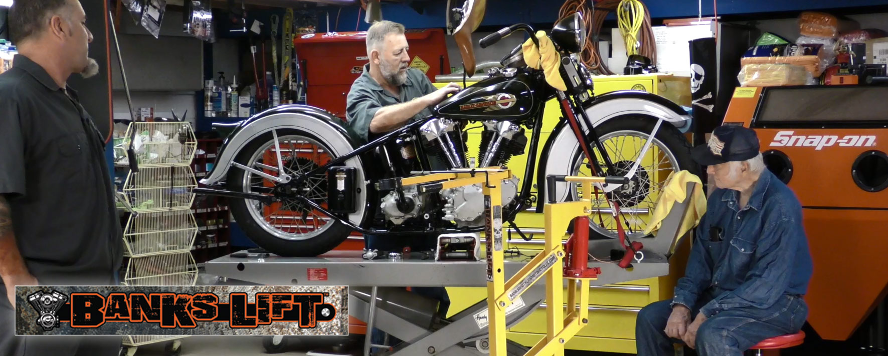 Lifft (crane) to remove Harley-Davidson Engine